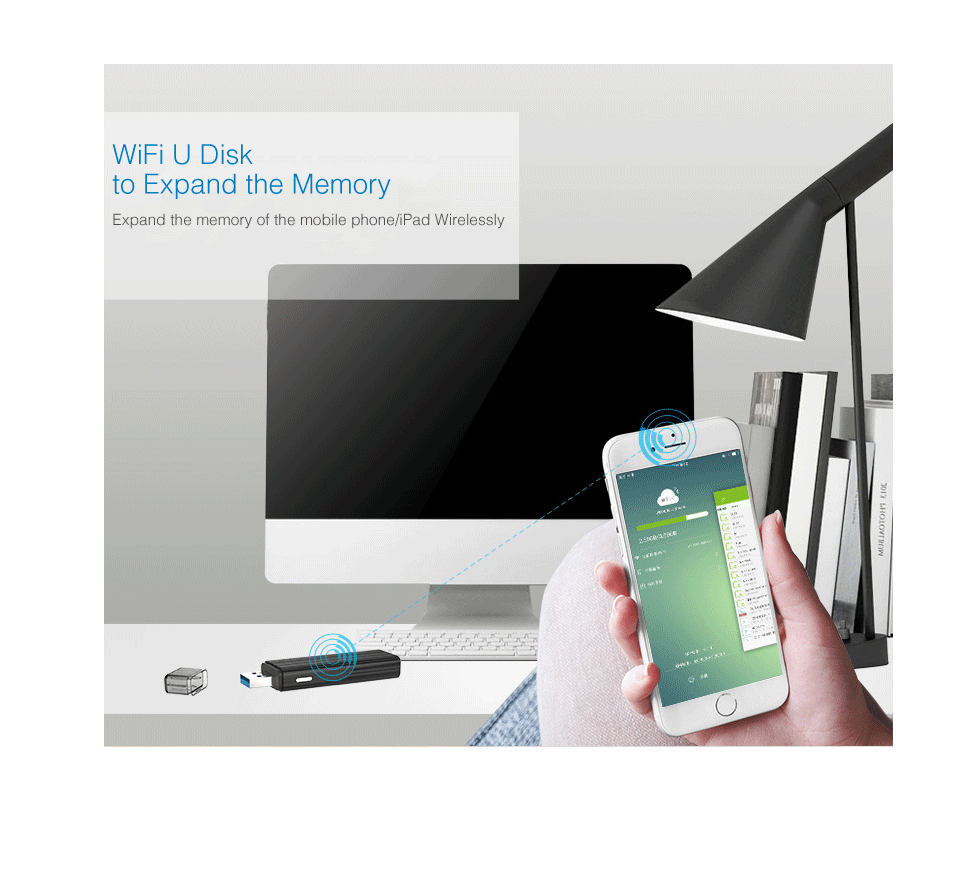 Ovegna A4 AirDisk Wireless (Wireless) Drive, USB 3.0, 128 GB, Remote Access by Apps Android & iOS Wireless Drive, Airdisk