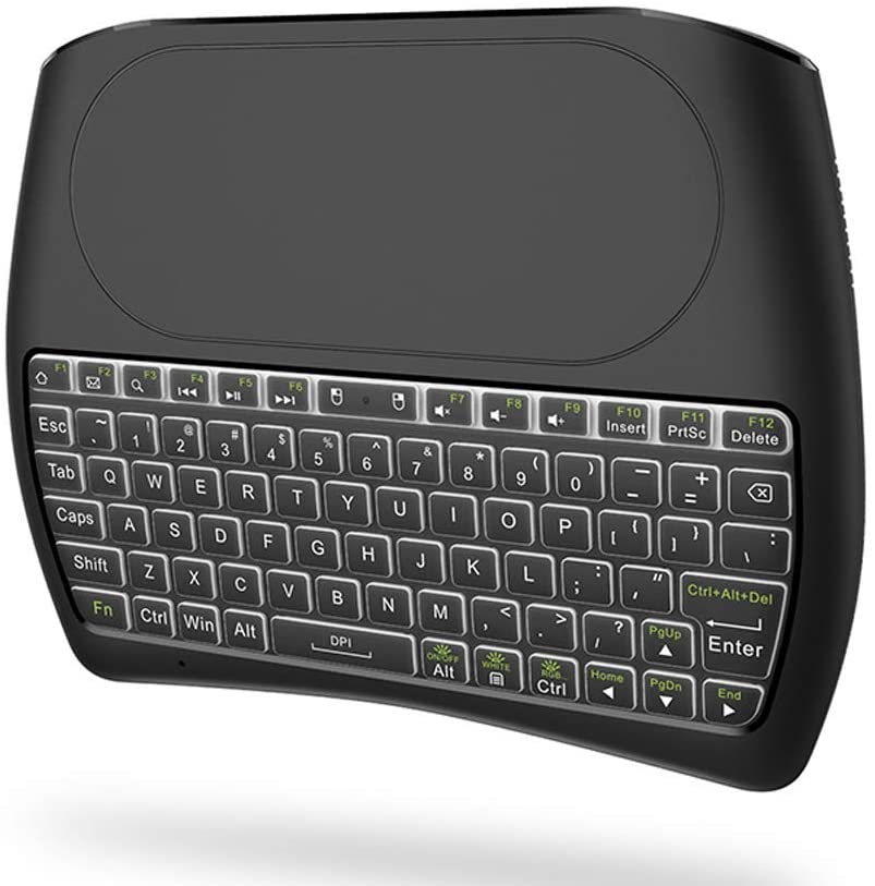 Ovegna D8: Ovegna D8 Wireless Mini Keyboard, wireless: 2.4Ghz wireless (QWERTY), Backlit (RGB), Ergonomic Wireless, Touchpad, Smart TV, Raspberry, mini PC, HTPC , Console, Computer and Android Hover