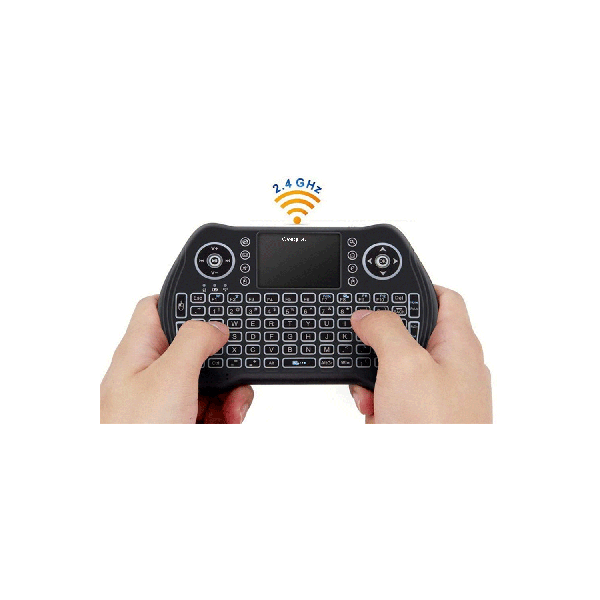 Ovegna MT10: Mini Backlit Wireless Keyboard (AZERTY) Wireless with Touchpad, for Smart TV, Mini PC, HTPC, Console, Computer, Raspberry 2/3, Android TV Hover