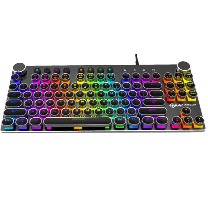 Ovegna K11: Mechanical Keypad Magic-Refiner, Anti-ghosting 87 Keys (Qwerty), Wired, Backlit RGB, Waterproof, Aluminum Structure, Piano Design Keys, For Windows 7/8/10, Mac, Android, Linux