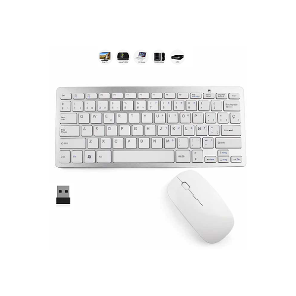 Ovegna K14: teclado inalámbrico compacto y portátil (QWERTY) con mouse para Windows, Mac y Android