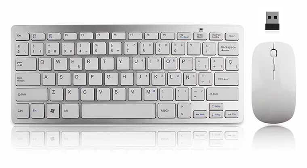 Ovegna K14: teclado inalámbrico compacto y portátil (QWERTY) con mouse para Windows, Mac y Android Hover