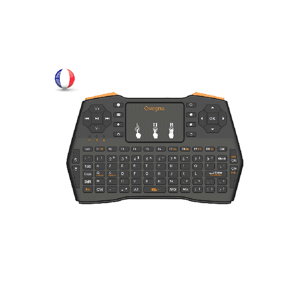 Ovegna i8 Plus: Mini Keyboard 4 in 1 (Mouse, Keyboard, Remote and Console) AZERTY, 2.4Ghz Wireless, with Touchpad, for Smart TV, Mac, PC, Mini PC, Raspberry PI 2/3, Consoles and Android Box 