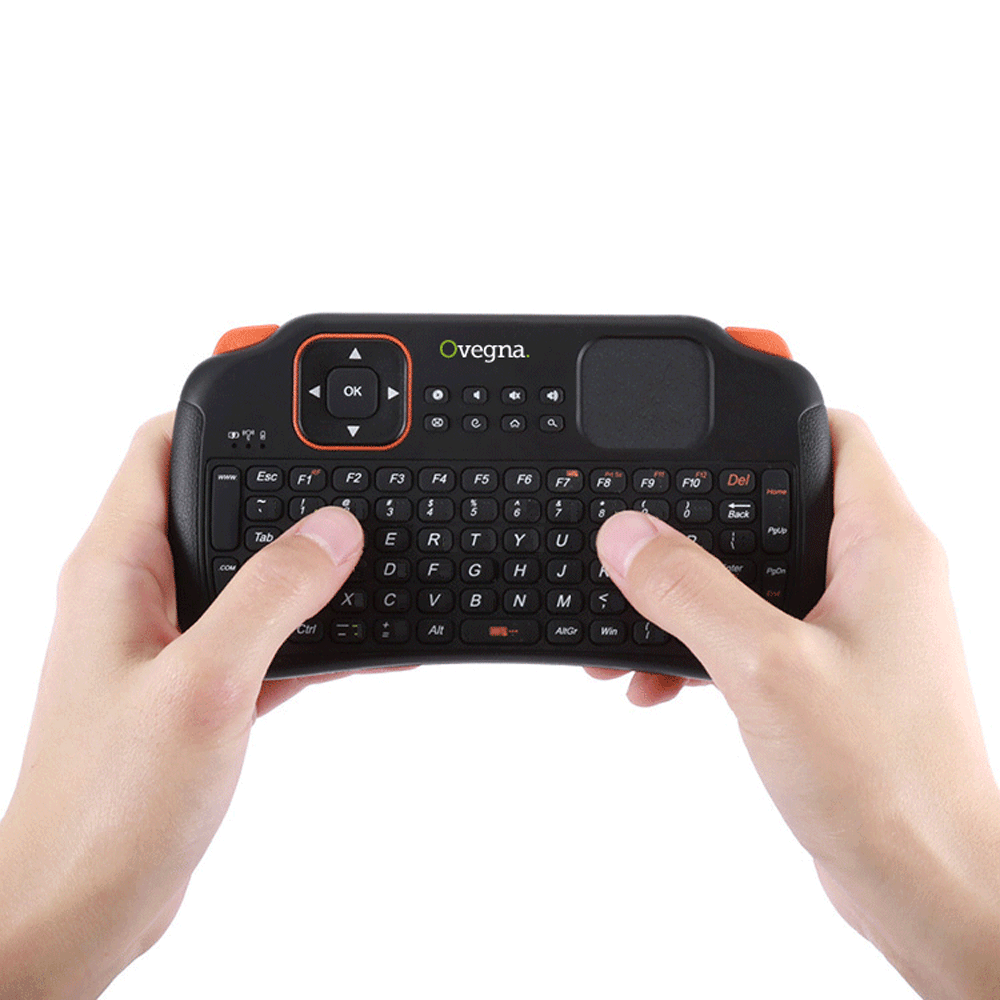Ovegna S1: Wireless Mini 2.4Ghz Keyboard (AZERTY) with Touchpad, for Smart TV, PC, Mini PC, Raspberry PI 2/3, Consoles, Laptop, PC and Android Box 