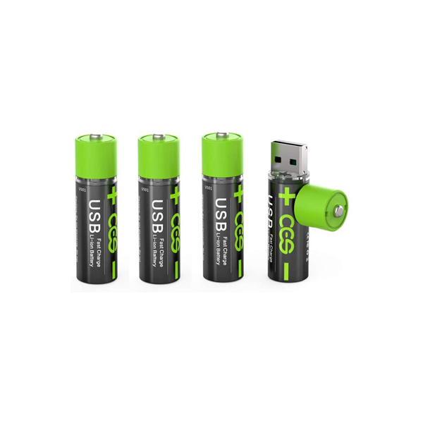 Ovegna U501: AA Lithium Batteries, Rechargeable by USB Input, 90 Minutes, 1000 Times, with Charge Indicator, for Remote Control, Torch and Other Devices