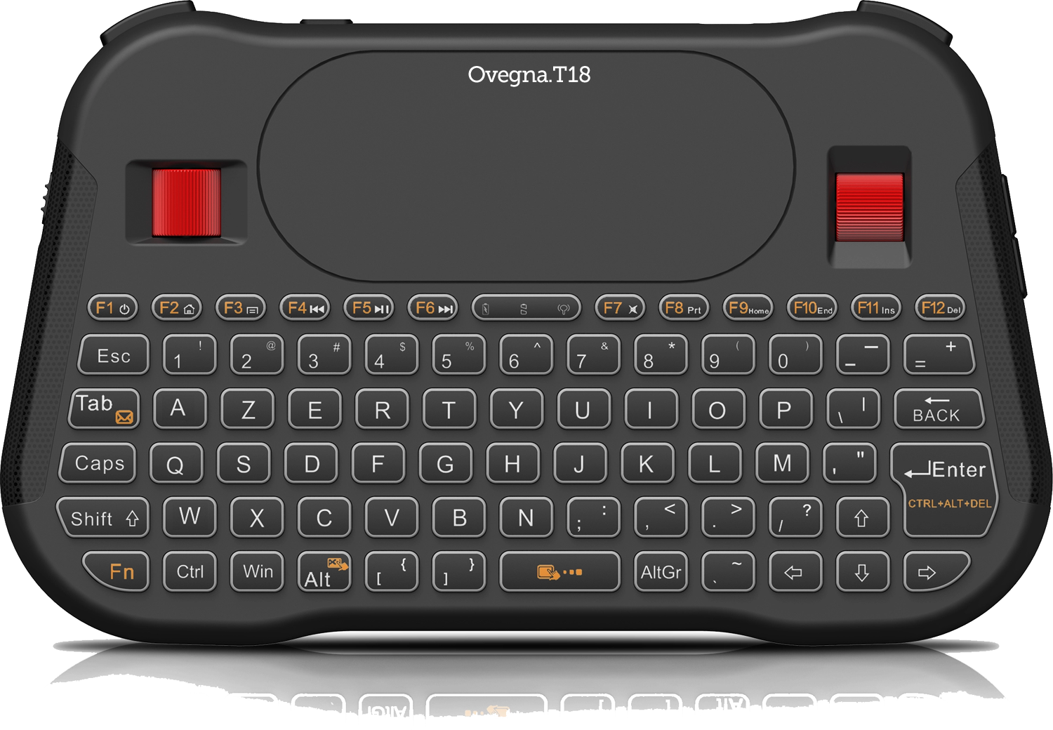 Ovegna T18: Mini Wireless Keyboard (AZERTY), Wireless 2.4Ghz, Touchpad, Rechargeable Battery, RGB backlit, for Smart TV, PC, Mini PC, Mac, Raspberry PI 2/3/4, Consoles, Laptop and Android Box
