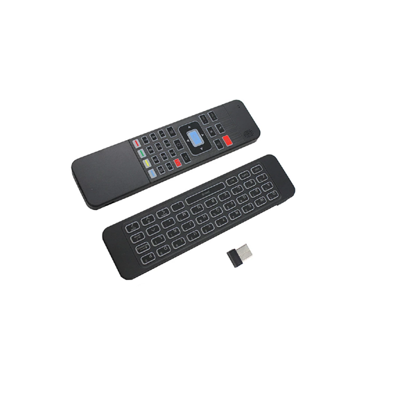 Ovegna T3: Remote Control with Rechargeable Battery, Wireless 2.4Ghz, Infra-Red, Microphone, Jack, Backlit Keyboard 7 Colors (QWERTY), for Android Box, SmartTV, PC, Projector, iMac Hover