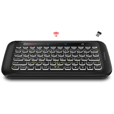 Ovegna H20: 2.4Ghz backlit mini wireless keyboard (AZERTY), with infrared learning function, rechargeable by battery, for Android TV Box, PC, PC, under Windows, Linux, Android, Mac Hover