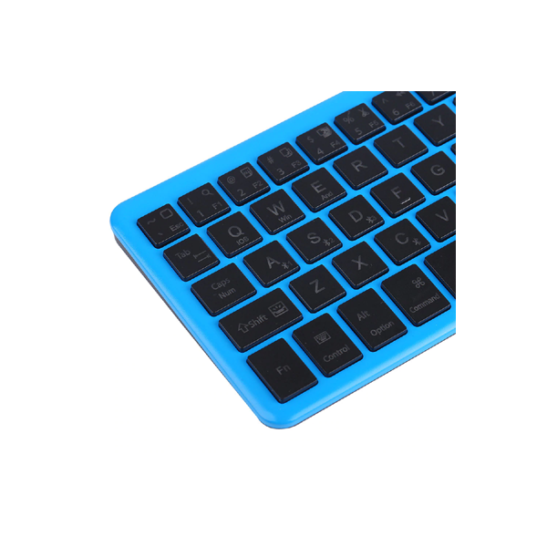 Ovegna BT12: Wireless Bluetooth Keyboard, RGB backlit, Touchpad & Digital, Rechargeable Lithium Battery, with USB output, for Windows, Android, iOS, Mac, PC, Tablet and Smartphone (Blue) 