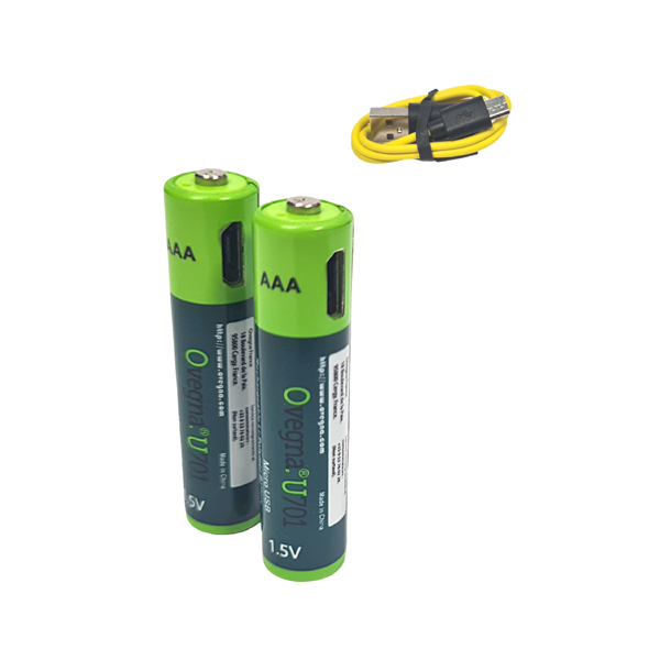 Ovegna U701: Lightweight AAA batteries, in Lithium-ION (Non NiMH, Non alkaline), 600 mAh, Rechargeable by Micro USB input, in 90 minutes, 1000 times, charge indicator, for your daily needs 