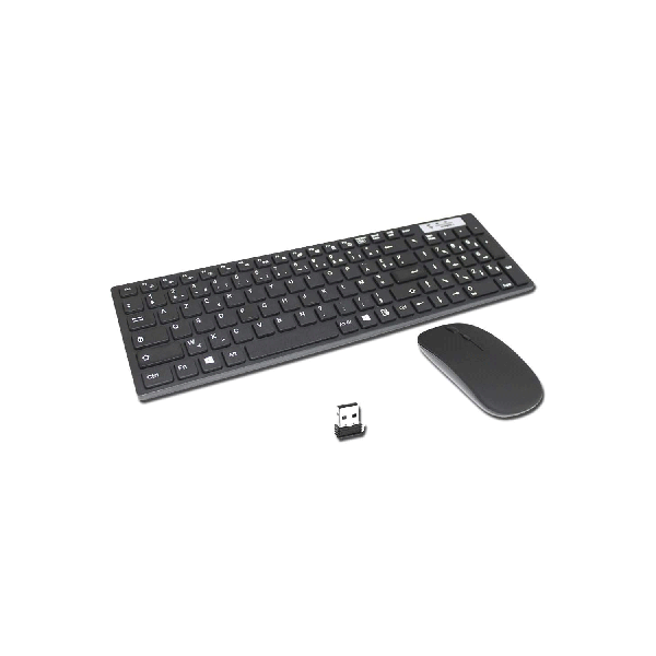 Ovegna T4: Wireless Keyboard and Mouse Set, 2.4 GHz, AZERTY, for PC, Mini PC, Mac, SmartTV, Raspberry, Laptop, Android Box, Windows, Linux, MacOS, Android
