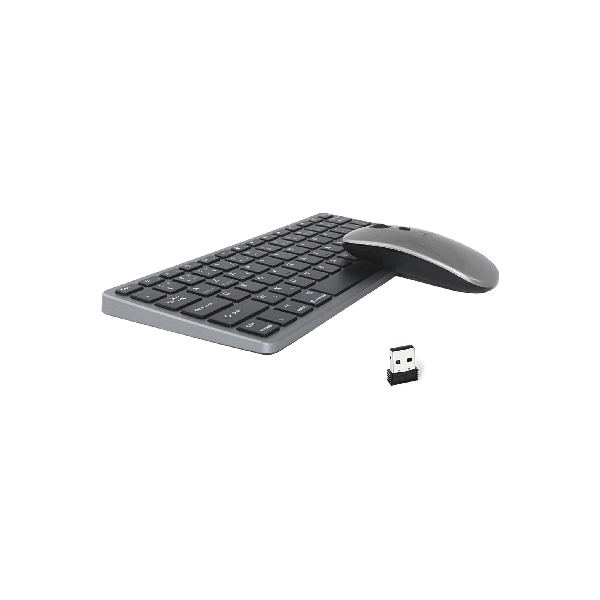 Ovegna K24: Compact Wireless Keyboard, Mouse and Keyboard Rechargeable by Battery, AZERTY, 2.4 GHz and 2 Bluetooth, Silent, for PC, Laptop, Smartphone, Tablet with Mac OS, Windows, Android, Linux Hover